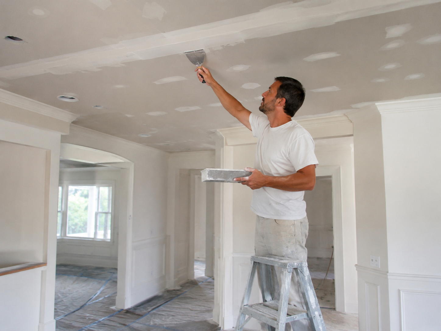 Ceiling renovation and repair in progress